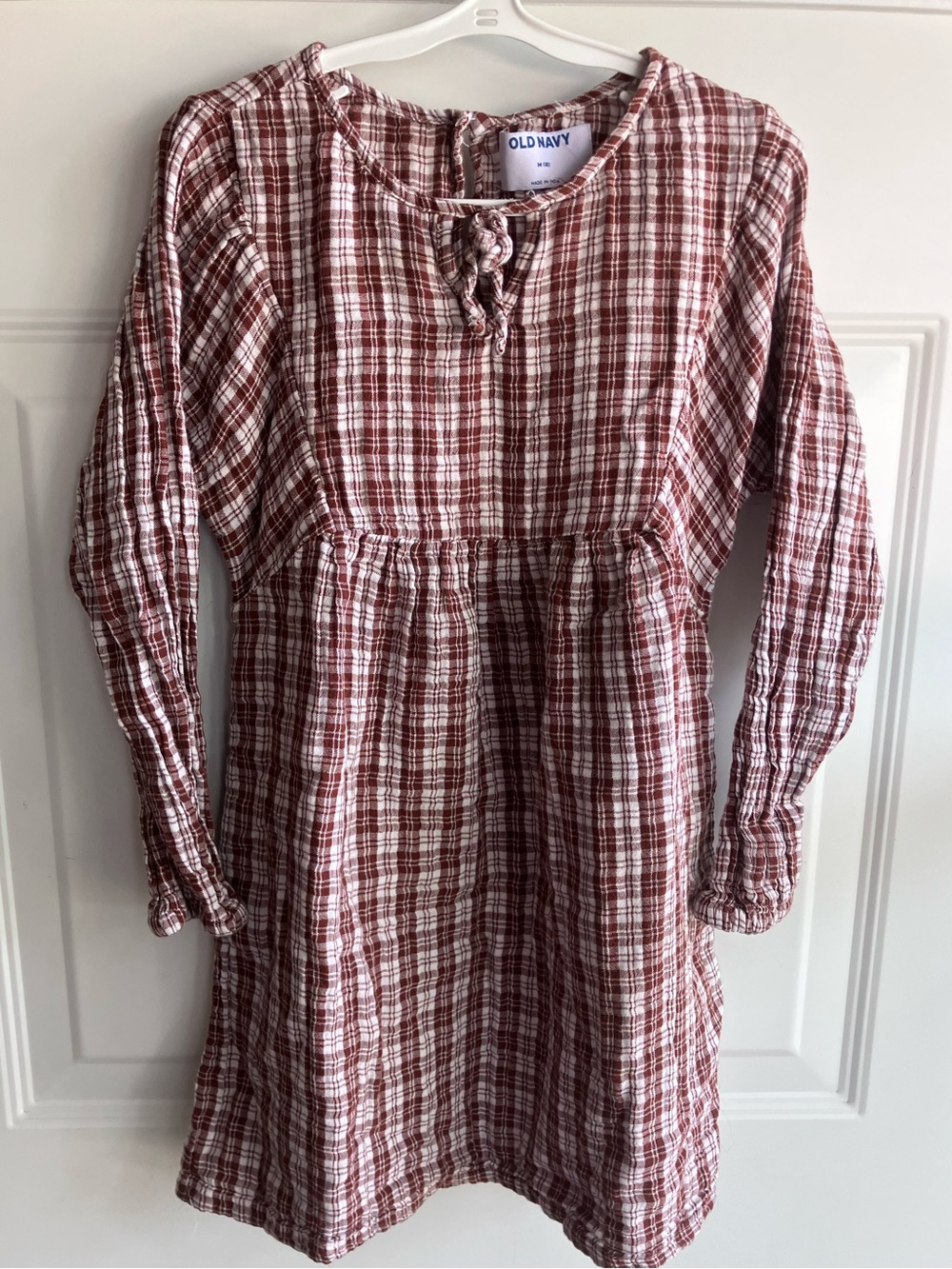 Old navy 100% cotton brown white muslin fall dress size 8